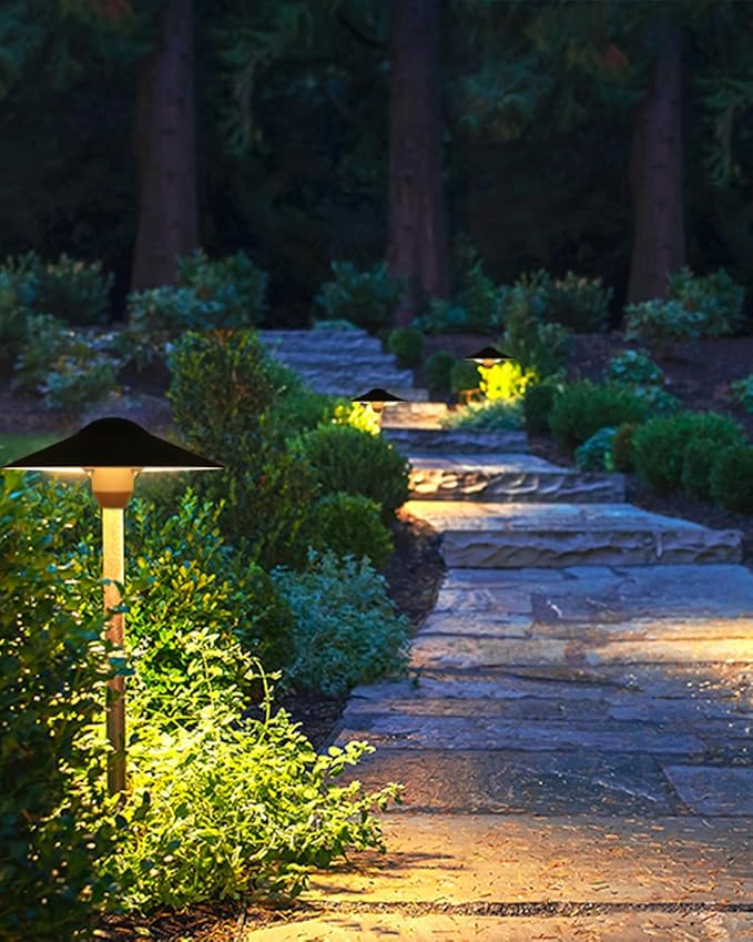 Low Voltage Landscape Path Lights Aluminum Pathway Area Light Replaceable 3W Warm White G4 LED Bulb Extended Pole and Stake Included for Low Voltage Landscape Lighting 2-Pack