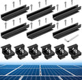 Anbte Solar Panel Bracket Kit 6 Pcs 7.87 in Aluminium Solar Panel Mounting Rail 30mm/35mm Solar Panel End Clamps Solar Panel Brackets for Metal Roof Tin Roof Flat Roof Sheet Roof Black