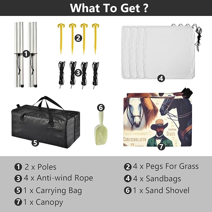 Gentle Cowboys Beach Tent Sun Shelter Set UPF50+ UV Protection 10.5 x 9.19 FT Camping Shade Canopy with Sandbags Sand Anchors Carrying Bag and Others