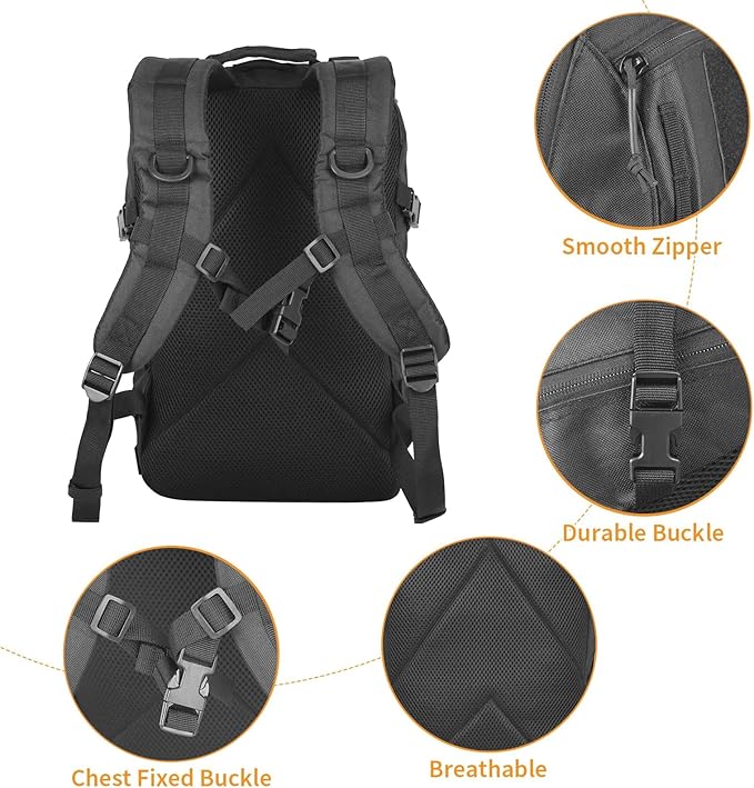 Small Tactical Backpack Military Daypack 12L Molle Bag Rucksack Army Daypack for OutdoorHikingCampingTravel (Black)