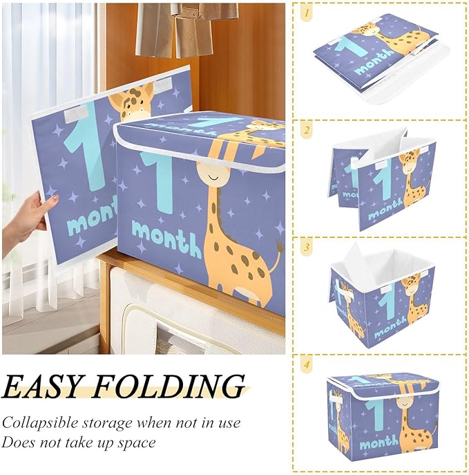 1_month Storage Boxes with Lids Foldable Cube Storage Containers for Organizing for School Supply Office Basket