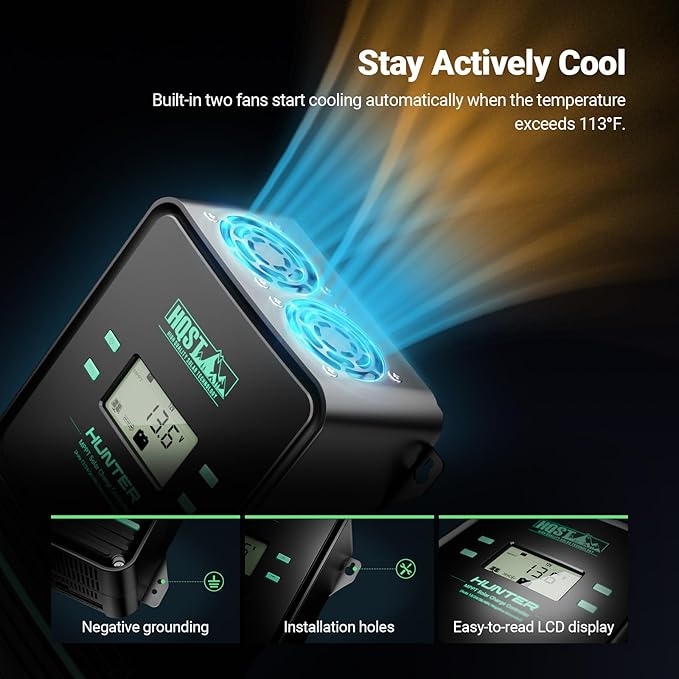 HQST 80 Amp MPPT Solar Charge Controller 12V/24V/36V/48V Negative Grounding Controller w/ Smart Bluetooth APP Control Low-Temp Cut-Off LCD Display for Lithium Sealed AGM GEL Flooded Batteries