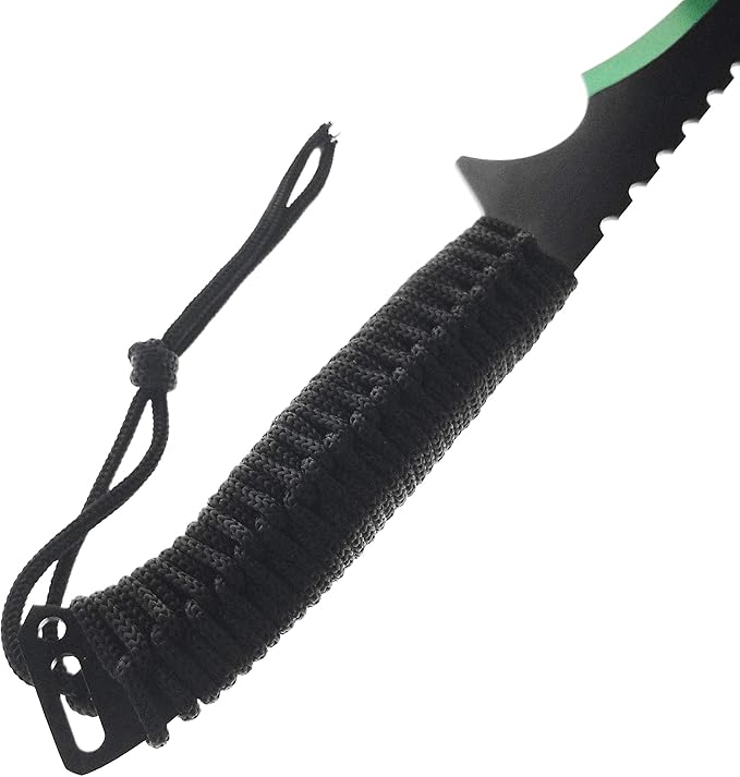 24 Inch Decorative Stainless Steel Machete with Nylon Carrier – Chinese Dao Style Fixed Blade for Camping Outdoor Activities Collections and Gifts - Green