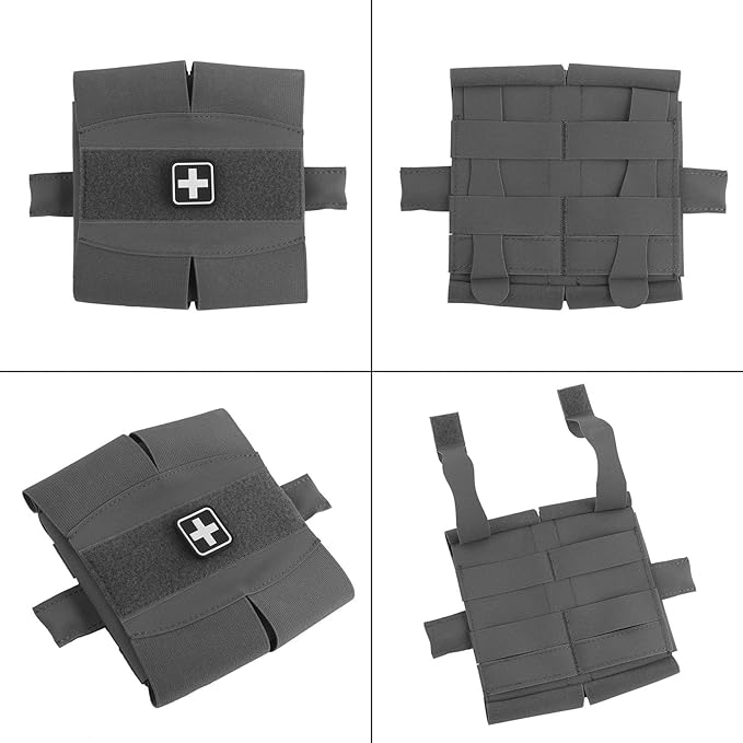 Camouflage MOLLE Medical Pouch with roll-Out Organizer top Tourniquet Band &amp ID Patch Area Utility First Aid Pouch for Airsoft Training &amp Outdoor Use