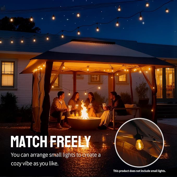 CROWN SHADES 13x13 Pop Up Gazebo Canopy Tent Gazebos on Clearance - Outdoor Gazebo for Backyard &amp Patio Furniture - Carpa Pop Up Tent with Wheeled STO-N-Go Cover Bag (Blue &amp Grey)