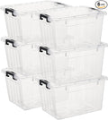 Cetomo Lidded Storage Bin Stackable Storage Box Organizing Container with Lid and Snap Lock Durable Plastic Clear 18 Quart Pack of 6