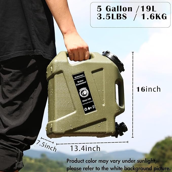 5 Gallon Water Jug with Spigot BPA Free Leak-Proof Camping Water Container Portable Emergency Water Storage for Outdoor Hiking Camping Home Use Camping Essentials