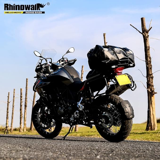 Rhinowalk Motorcycle Dry Bag 65L Waterproof Duffle Dry Bag Motorcycle Travel Luggage with Large Storage Space for Camping Boating Bycycle Motorbike-Black