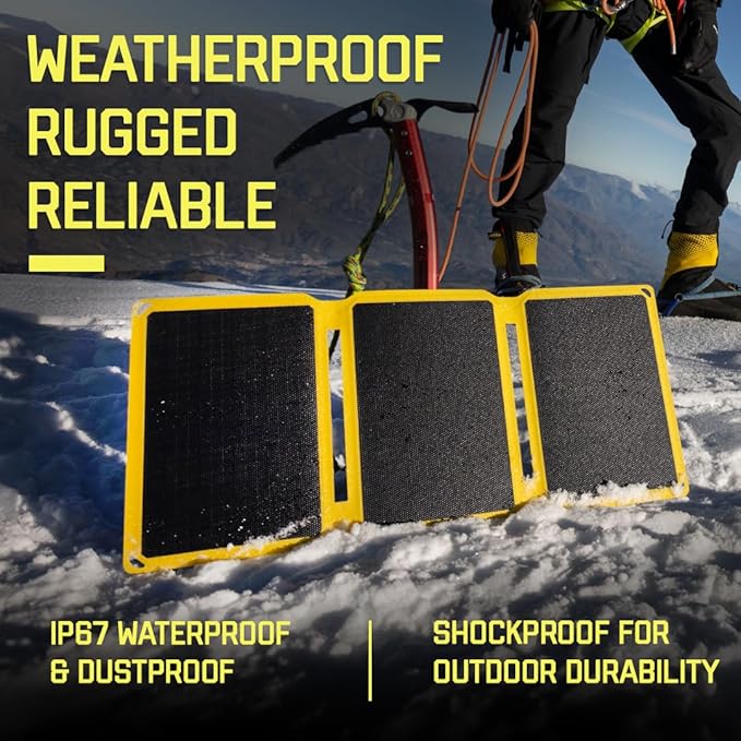 SunJack – 25 Watt Foldable Solar Panel ETFE Monocrystalline Portable Solar Panel with USB-C and USB-A IP67 Waterproof Solar Panels for Camping Backpacking Hiking and Travel