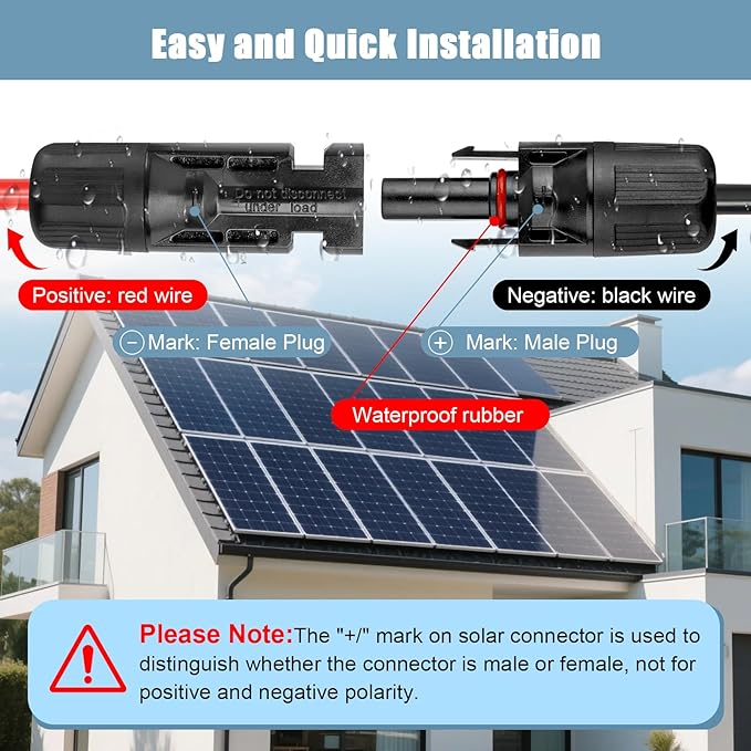 MOOKEERF 10AWG Solar Panel Cable to Anderson Connector - 10FT Solar Extension Cable with Anderson -Style Connector for Portable Power Station Solar Panel Solar Generator