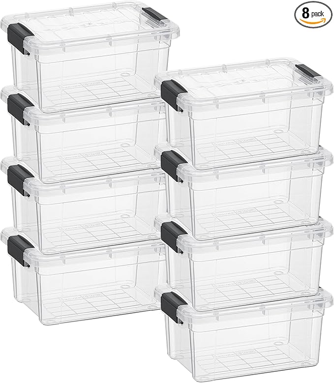 Superio Clear Storage Bins with Lids 3 Quart BPA Free Plastic Containers Transparent Boxes for Organizing Stackable Crates Organizer Totes for Home Office School and Dorm