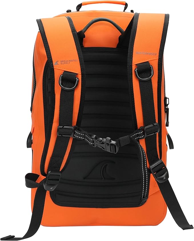 Breakwater Supply™ Fogland Waterproof IP68 Submersible Backpack | Laptop Sleeve &amp Airtight Zippers for Outdoors Travel Boating Kayaking Commute Floating Dry Bag Unisex TPU (Safety Orange 2