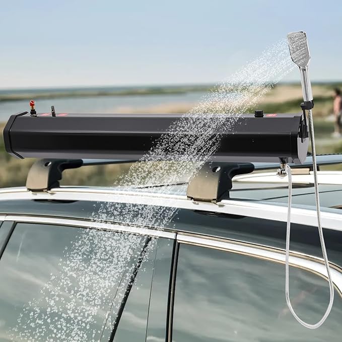Self-Pressurized Water Tank 30L - Portable Camping Shower for Off-Road Vehicles Roof Rack Mounted Water Storage for Trucks and RVs