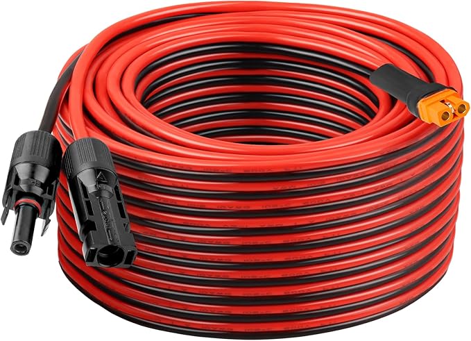10AWG 75FT Solar to XT60i Extension Cable 3 6 10 35 50 75 100FT Heavy Duty Adapter Cable Connector XT60i Wire for Portable Power Station Solar Panel RV Battery