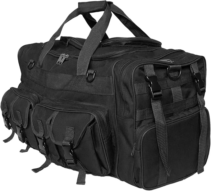 UNISTRENGH Men's Outdoor Sports Travel Duffle Bags Large Capacity 30'' Military Molle Tactical Gear Single Shoulder Bag For Mountaineering Camping Hunting (Black)