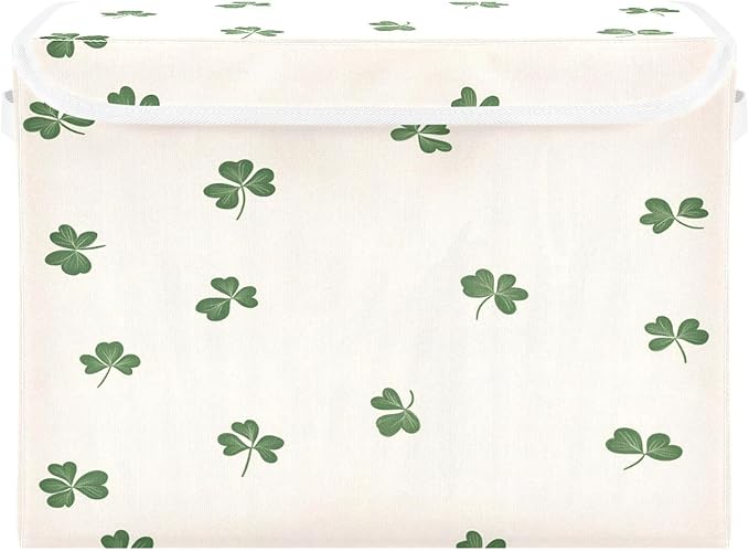 Small Clover Fabric Storage Bins with Lids and HandleFoldable Storage Bins with LidsCloset Organizers for Clothes Storage Room Organization Office Storage Chest Organizer