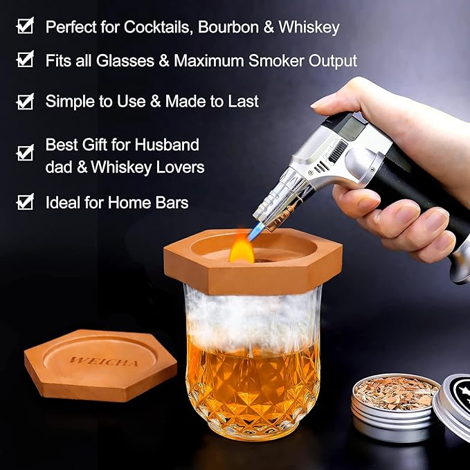 Bourbon Whiskey Gifts for Men Dad - Cocktail Smoker Kit with Torch Birthday Anniversary Unique Gifts for Father Boyfriend Husband Grandpa Smoked Bourbon Kit Mens Gifts Ideas