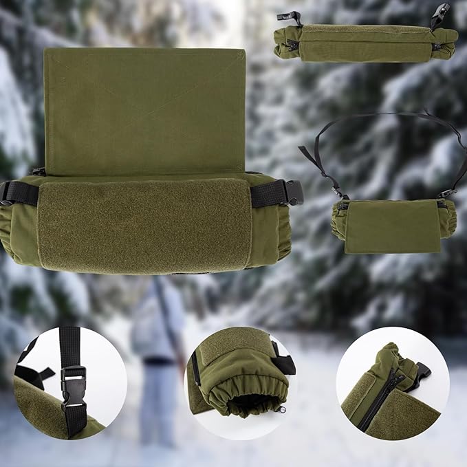 2 in 1 Tactical Hand Warmer Pouch Waist Bag Plate Carrier Vest Chest Rig Hook Loop Dangler in Buckle Strap EDC Fanny Pack Muff for Winter Outdoor Camping Hunting Football Fishing