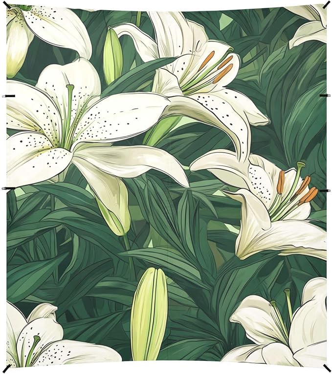 ALAZA Lily Floral Flowers and Leaves Beach Tent Sun Shelter Portable Canopy Sunshade for Outdoor Camping Picnics Backyard Fun 10x9 ft