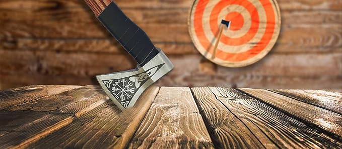 Hatchet Axe Handmade Carbon Steel Viking Axe Real Bearded Hatchet Blade Camping Hatchet Axe Bearded Axe with Wooden Handle Viking Throwing Axe Vikings Hatchet with SheathViking Gifts for Men