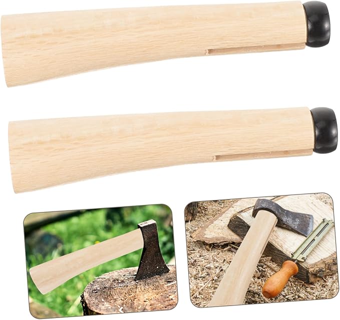 HANABASS 2set Wooden Hatchet Handle Replacement Durable Wood Grip for Axes Easy to Install for Camping Gardening and Outdoor Activities