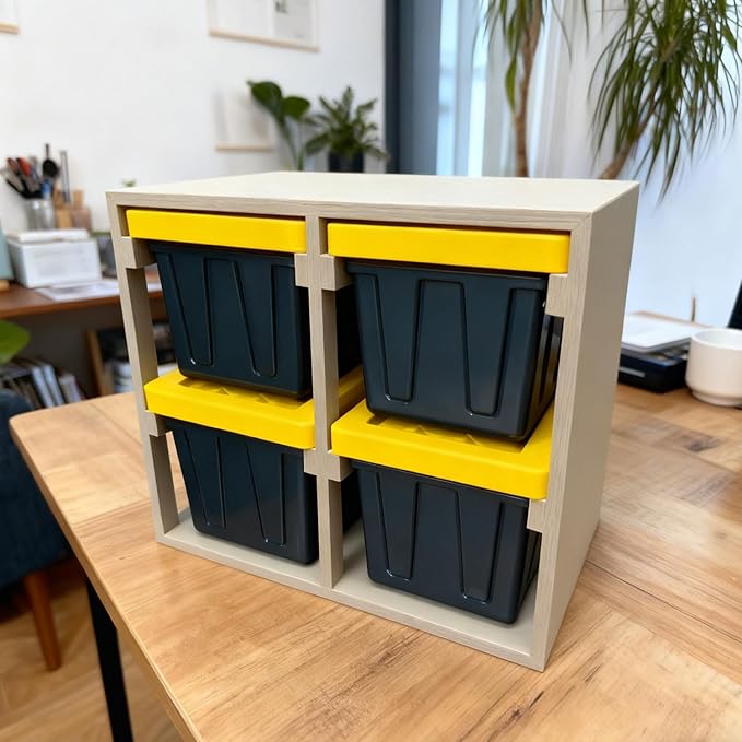 3D Printed Mini Storage Racks and Yellow Storage Boxes Stackable Small Parts Organizer Small Storage Bins with Lids for Screws Tools And Craft Supplies Ideal Gift for Aldult (2 * 3)
