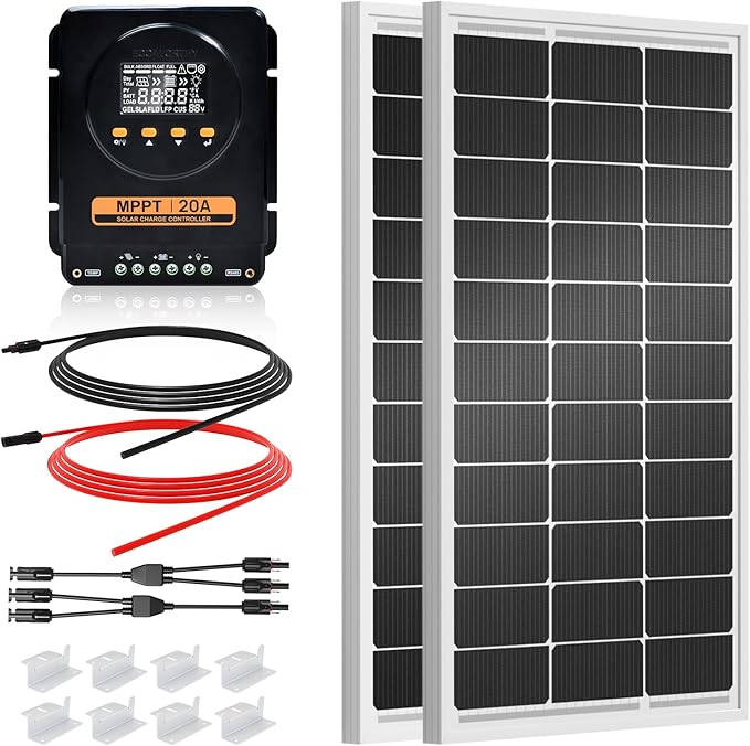 ECO-WORTHY 200 Watts 12 Volt/24 Volt Solar Panel Kit with 20A Bluetooth APP Monitoring MPPT Controller and High Efficiency Monocrystalline Solar Panel for HomeRVCamperand Other Off Grid Application