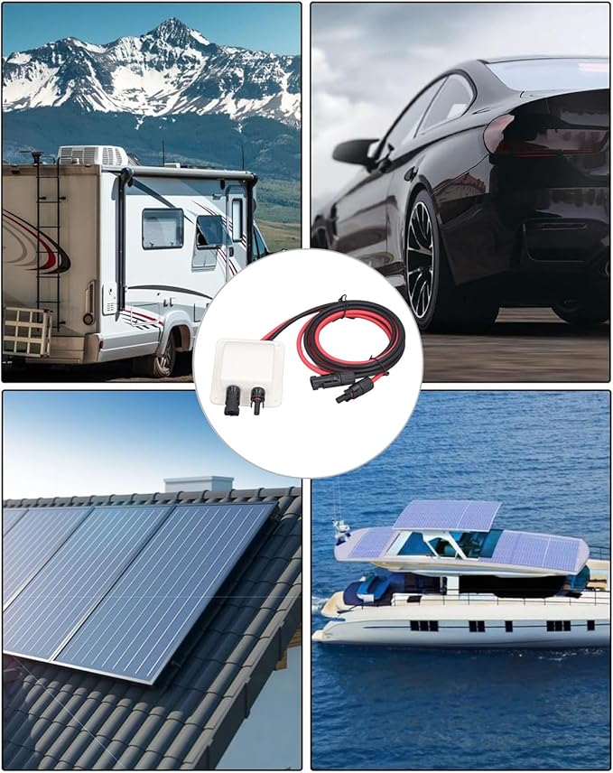 Walfront Solar Double Cable Entry Gland Pass Through Weatherproof Housing Plate Box with 2m 10AWG Extension Cord for Boats Yachts RV Roofs