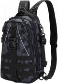 Mint &amp Moss Tactical Backpack for Men Water Resistant Tackle Backpack with Rod Holder &amp Tackle Box Kit Lightweight Sling Fishing Bag for Trekking Survival Camping Fitness Travel (Camo)