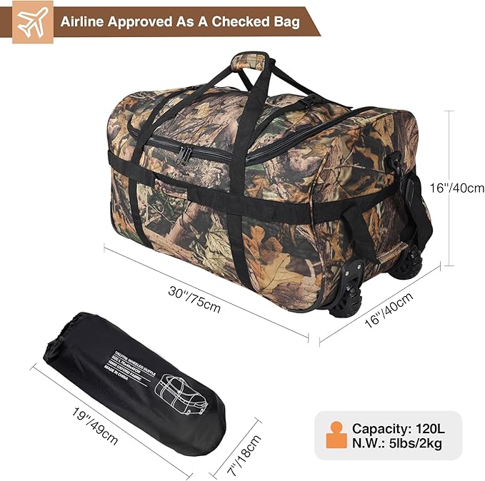 REDCAMP 85L/120L/140L Foldable Duffle Bag with Wheels Large Travel Duffel Bag