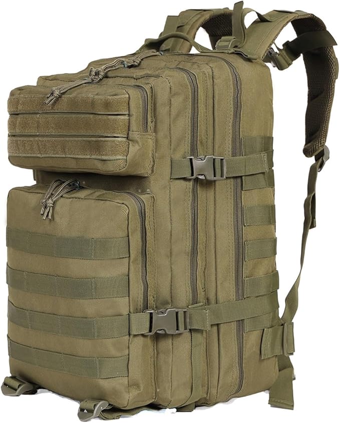 Lawaia Tactical Backpack Military Hunting Gym Hiking Rucking Backpack with Weights Survival Rucksack Tool Motorcycle Accessories Fishing Camping Range Bag 50L for Men (Green)