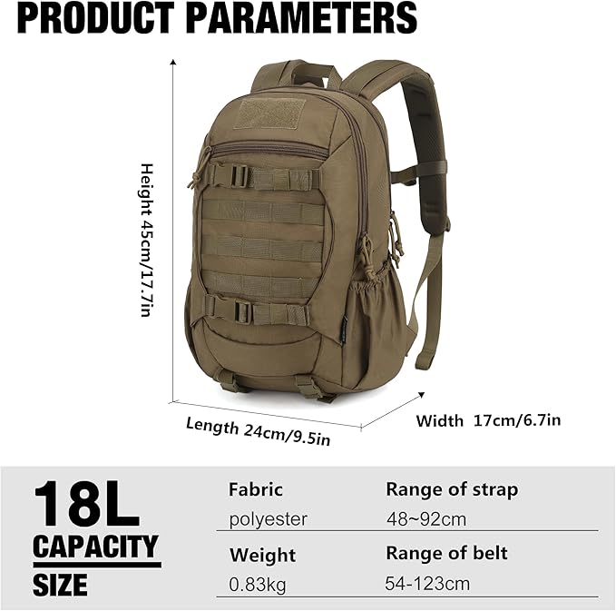 Mardingtop Tactical Molle Backpack for Men- 18L/28L EDC Hiking &amp Motorcycle Backpack