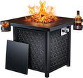 Ciays Propane Fire Pits 32 Inch Outdoor Gas Fire Pit 50000 BTU Steel Fire Table with Lid and Lava Rock Add Warmth and Ambience to Gatherings and Parties On Patio Deck Garden Backyard Black