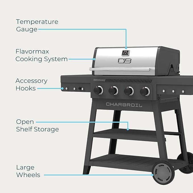 Charbroil Performance Series 4-Burner Gas Grill Cart Gray - 463253825