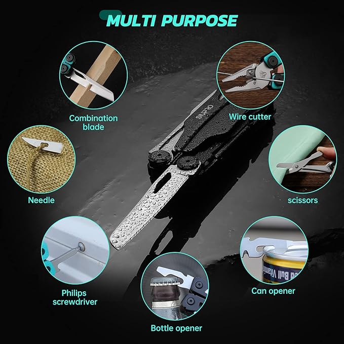 SIUPRO Multitool Pocket Knife for Men Women Tactical Multi-Tool Pliers Scissors with Clip Nylon Sheath All Safety Locking Multipurpose Camping Survival Gear Gifts Ideas