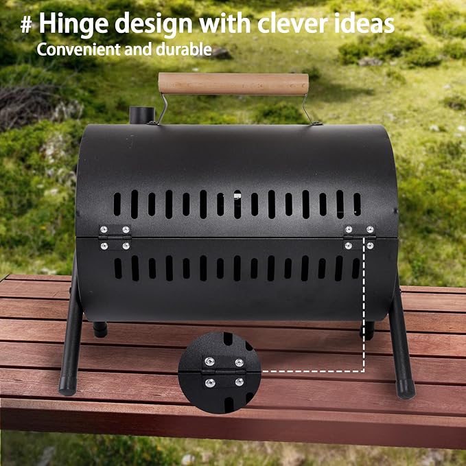 Supernal Portable Charcoal GrillTabletop Charcoal GrillBBQ Grill for Outdoor Cooking CampingPicnicsBackyardBalcony-Black2 Carbon Tank2 Baking Net1 Baking Pan