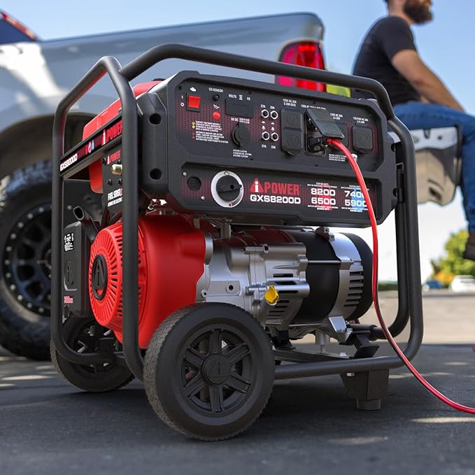 A-iPower 8200W Portable Generator Dual Fuel Gas and Propane Powered Power Supplies with 322cc OHV Engine CO Sensor Heavy Duty Generators For Jobsite RV Whole House Backup Emergency