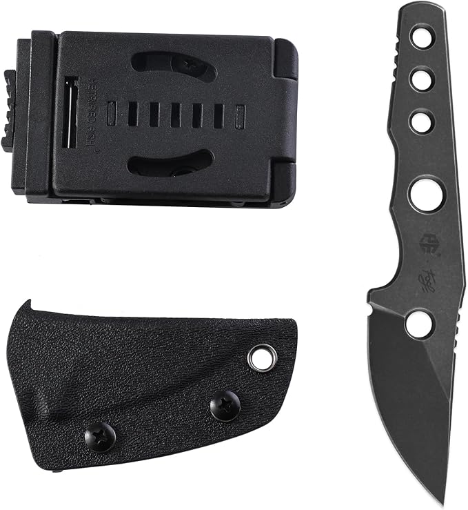 Petrified fish PFE13 Bison Fixed Blade Knife 2.4 14C28N Stonewashed Blade 2.52oz 14C28N Handle Fixed Blade Knife for Camping EDC Outdoor (Gray Stonewashed)