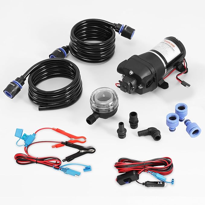 GASALND 12V DC Water Pressure Pump 3.3GPM 40PSI On Demand Diaphragm Pump Self-Priming Water Pump with Pressure Switch for Camper Marine RV Kitchen Bathroom and Gas Hot Water System