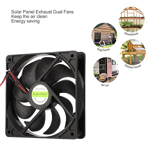 10W DC 12V Solar Powered Exhaust Dual Fan Outdoor Solar Panel Power Mini Ventilator for Home Attic Greenhouse Shed Pet Dog Chicken House Cooling