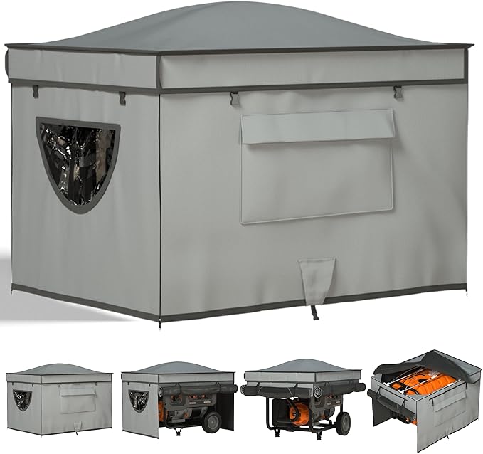 Generator Tent Cover with BracketGenerator Covers While RunningRooftop DesignNo Water Accumulation100% Waterproof Heavy Duty Tarps Generator Tent38 x28  x27 Gray.
