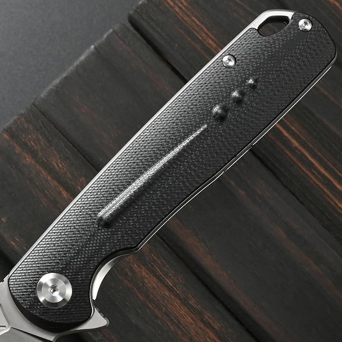 Sitivien ST131 Folding KnifeD2 Blade G10 Handle EDC Tool Knife with Liner Lock for Outdoor Camping Hiking Fishing(Black)
