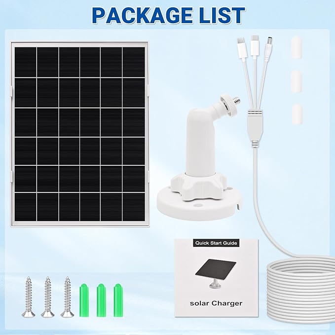 2 Pack 8w Solar Panel for Wyze &amp Arlo Essential Camera Compatible with Most Low-Power Wireless Cameras Solar Charger with 10ft Cable + Adjustable Mount IP65 Waterproof