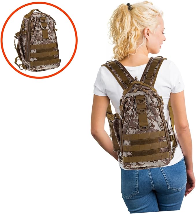 1pc Capacity Hiking Backpack Outdoor Sports Bag Straps Desert Camouflage Design for Travel and Storage