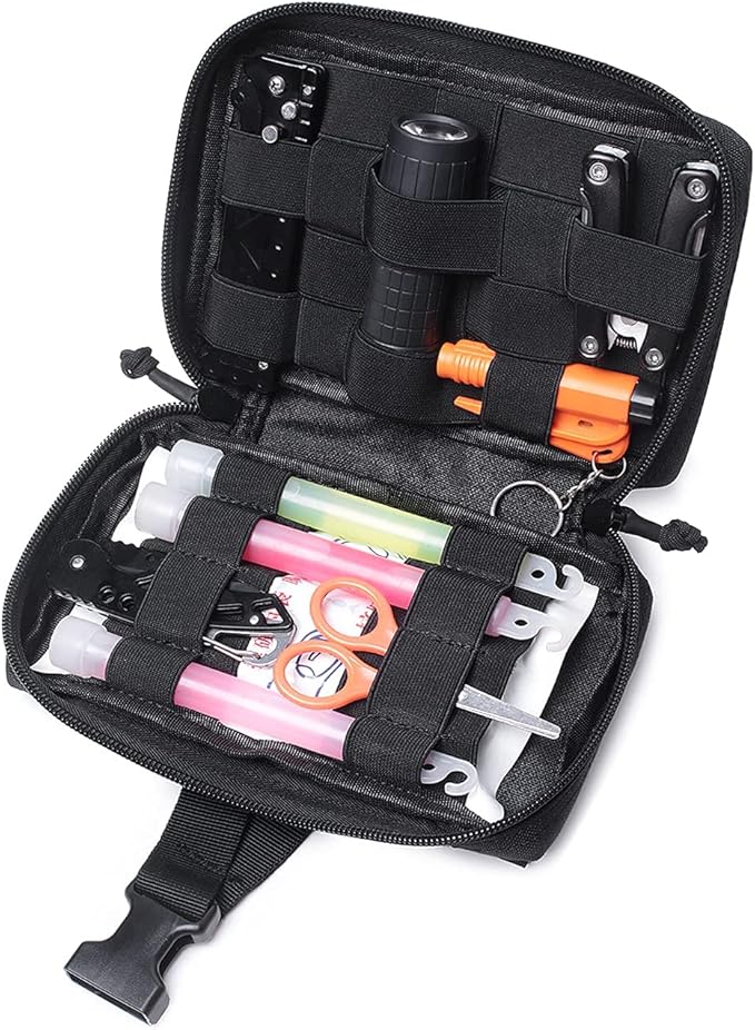 Tactical Multi-Purpose Molle Admin Pouch EDC Pouch Military Waist Belt Modular Utility Tools Bag Organizer First Aid Pouch Laser-Cut Style Molle Attachment Ready…