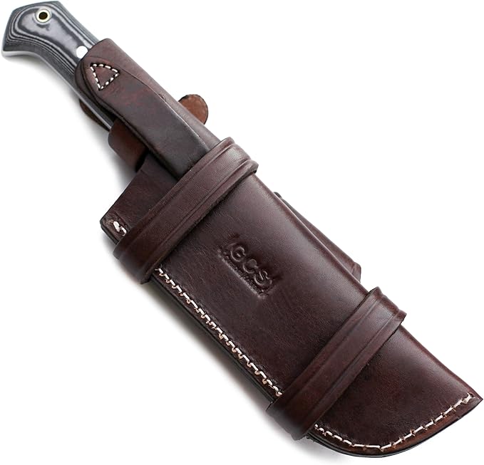 GCS Custom Handmade Black And White Handle D2 Tool Steel Buffalo Hide Sheath GCS 148