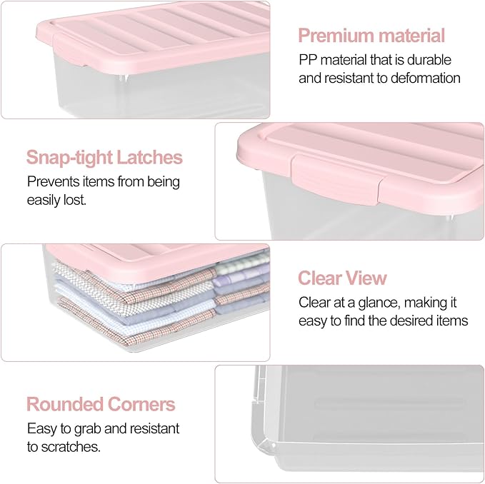 14 Quart Stackable Plastic Storage Bin with Lid Frosted Clear Lidded Storage Latch Box 2 Packs