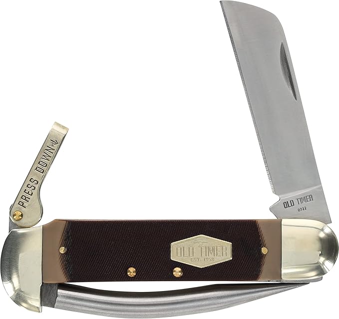 Old Timer 735OT Mariner 6.9in Leverlock Folding Sailor’s Pocket Knife with High Carbon Stainless Steel Marlin’s Spike Sheepsfoot Blade and Large Lanyard Loop for EDC Seamen Sailing and Outdoors