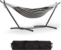 GarveeLife Double 2 Person Hammock Indoor Outdoor Standing Hammock with Space Saving Steel Stand Carry Bag 450 LBS Weight Capacity Suitable for Garden Camping Beach Black