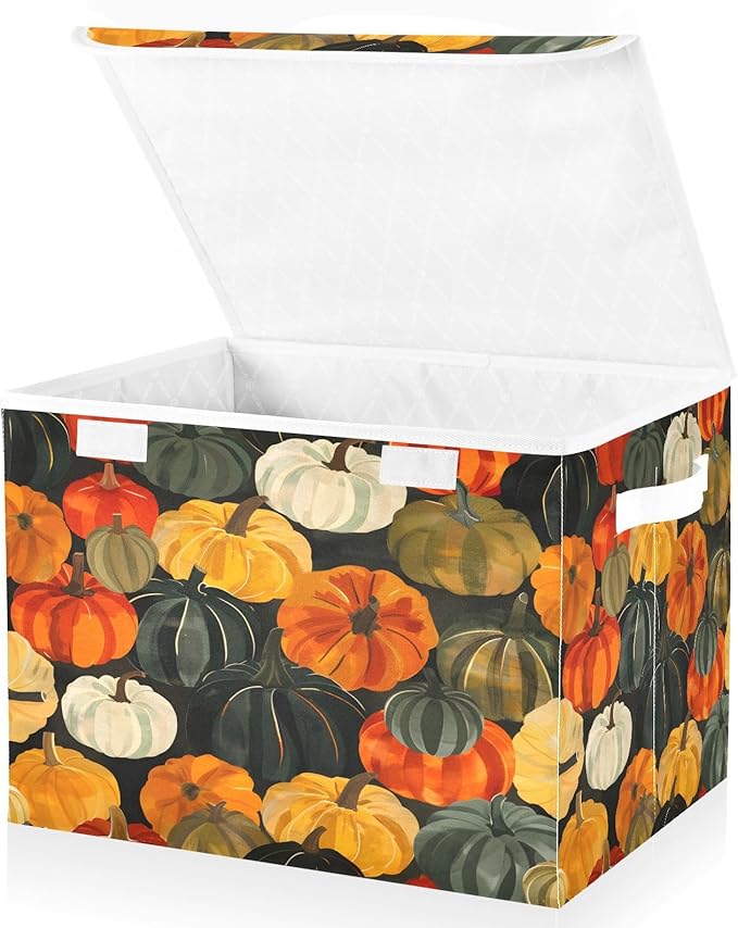 senya Thanksgiving Day Baskets Collapsible Storage Bins with Lids Fall Thanksgiving Pumpkins H Storage Boxes Clothes Baskets for Organizing